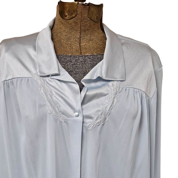 Vintage Vanity Fair House Coat Womens Large Silky Satin Button Front Robe - Picture 7 of 7